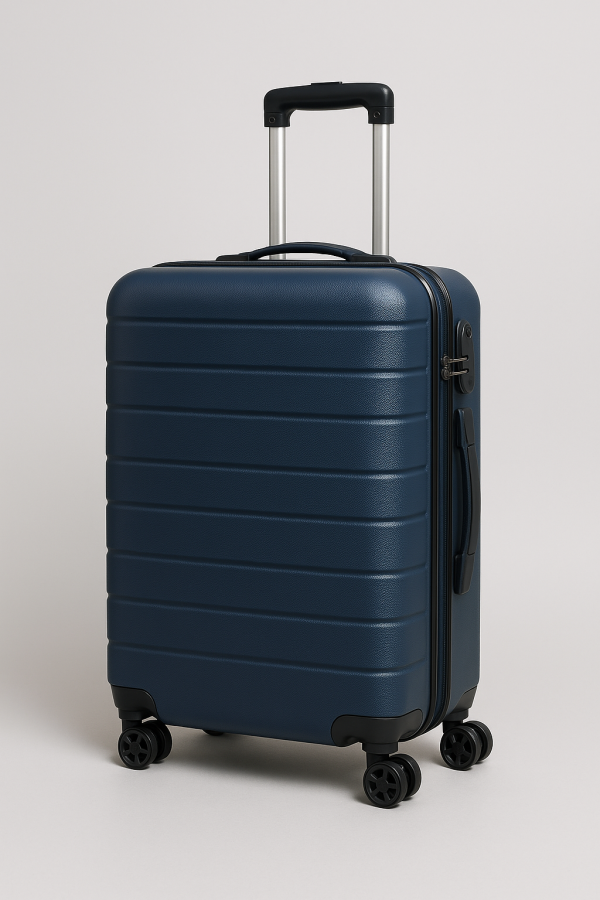 Sleek Navy Blue Ribbed Cabin Trolley